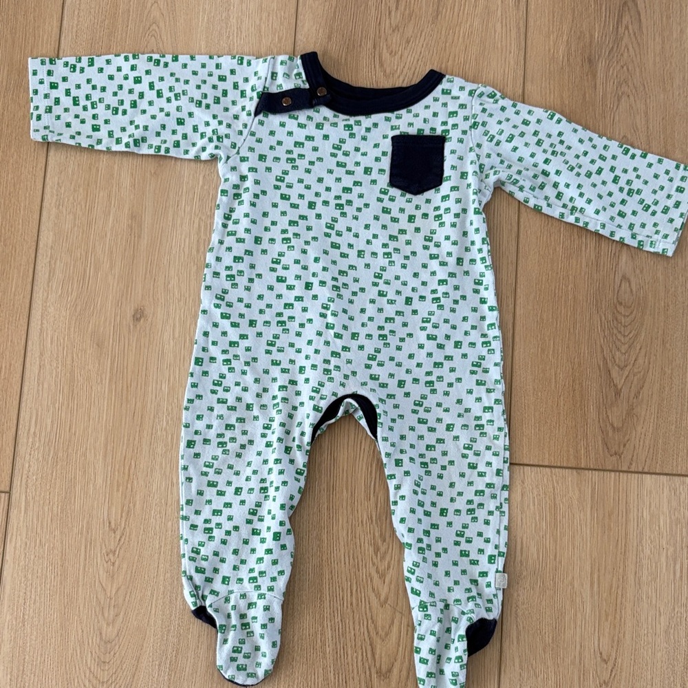 Finn + Emma‎ Organic Cotton Footed One Piece 9-12M Green Print Baby Pajamas